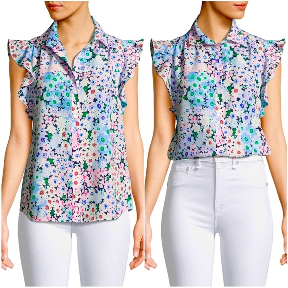 kate spade Tops - Kate Spade California dreaming daisy garden ruffle sleeve top XL